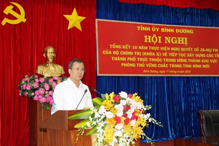 Tỉnh ủy Bình Dương: Tổng kết 10 năm thực hiện Nghị quyết số 28 của Bộ Chính trị khóa X